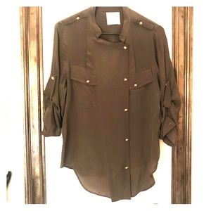 Like new army military asymmetric silk blouse